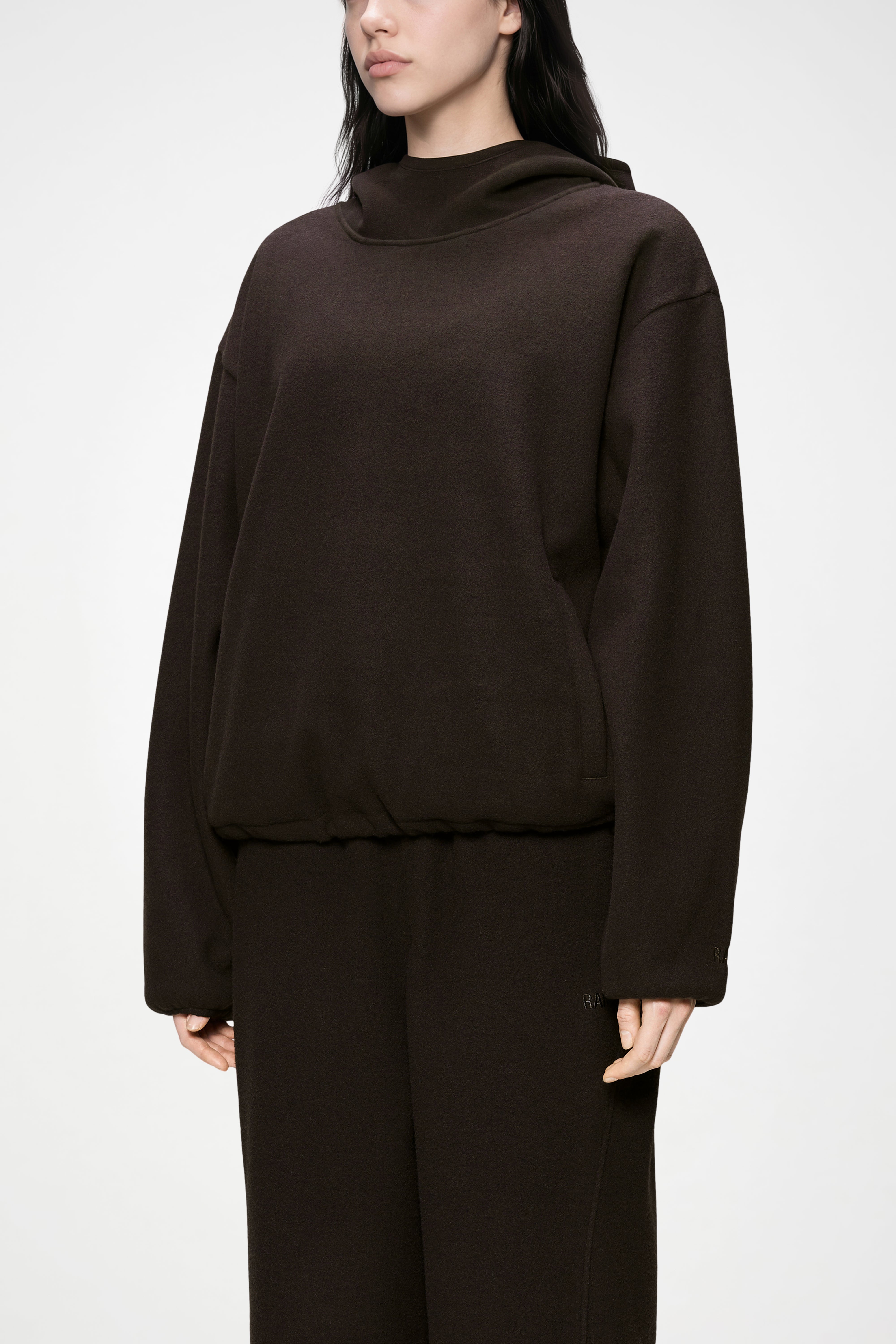 RAINS Fleece Hoodie Bark Long Sleeve