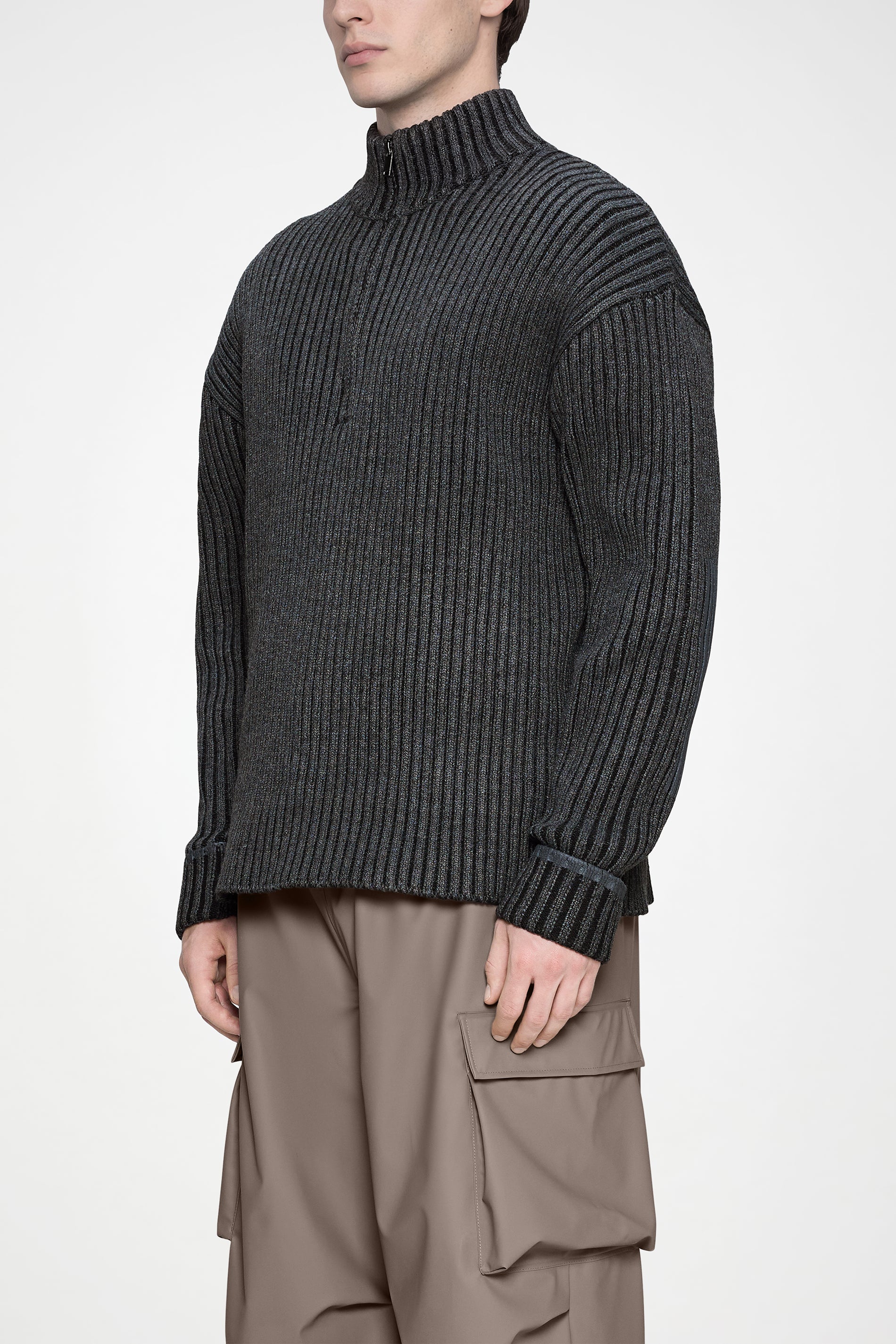 RAINS Sapa Half Zip Knit Dark Grey / Black Long Sleeve