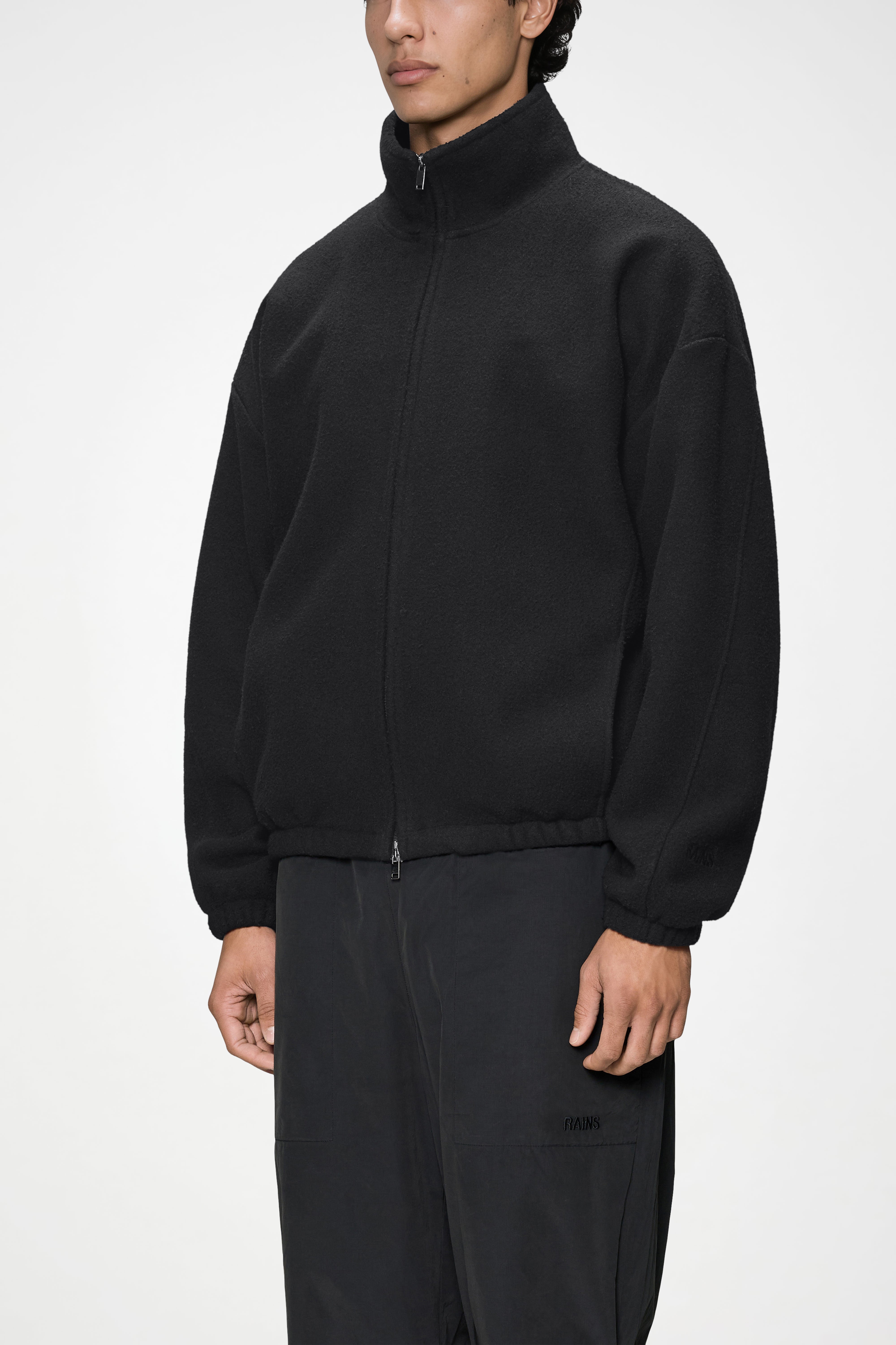 RAINS Fleece Zip Jacket Black Long Sleeve